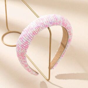 Gorgeous Pink and White Beaded Cushion Headband So on Trend!
